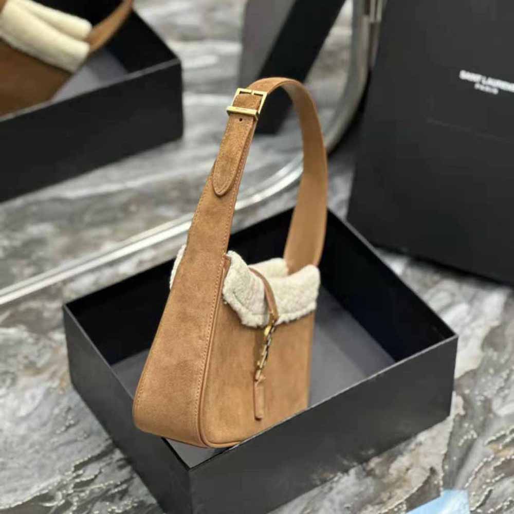 Saint Laurent YSL Women Le 5 à 7 Hobo Bag in Suede and Shearling - image 6