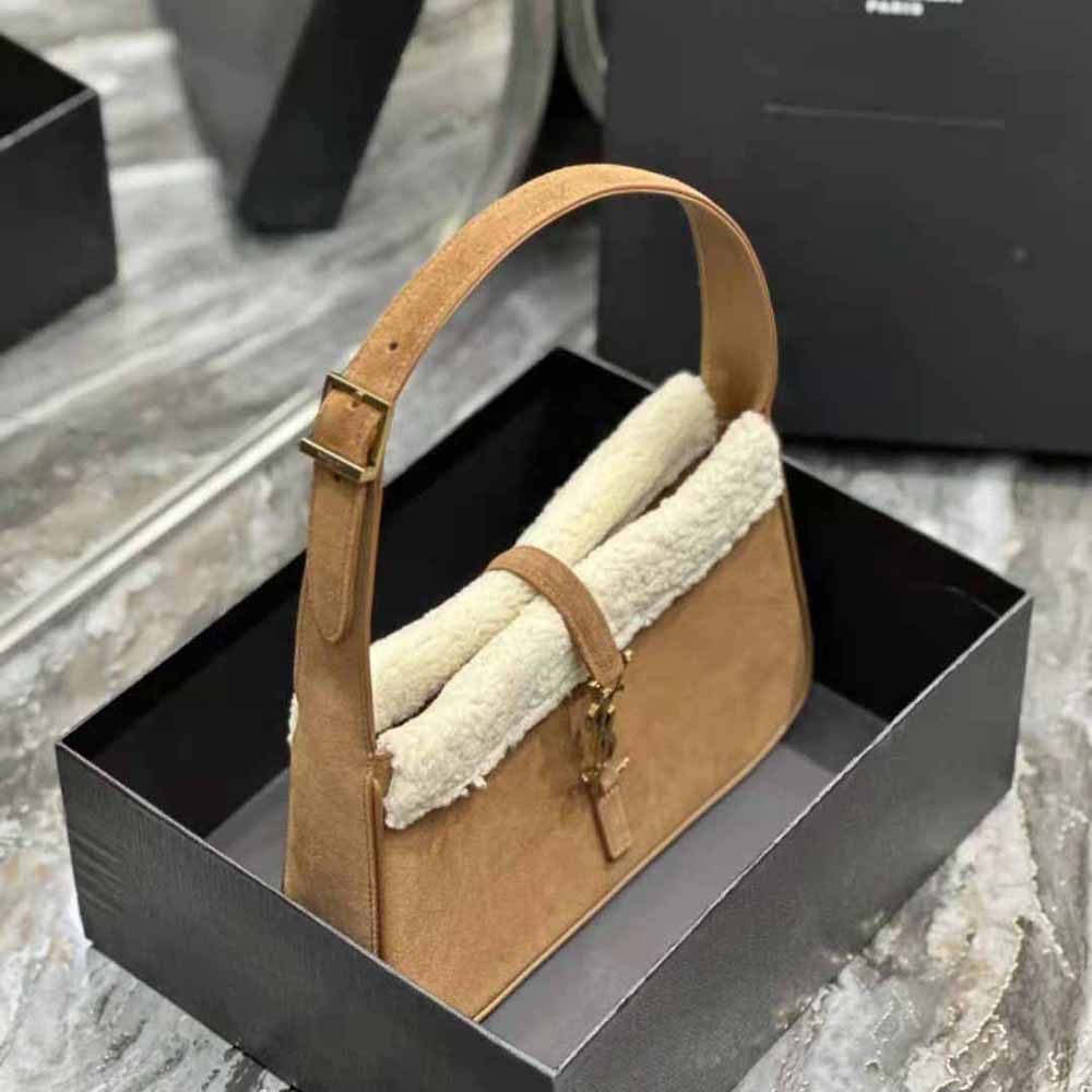 Saint Laurent YSL Women Le 5 à 7 Hobo Bag in Suede and Shearling - image 7