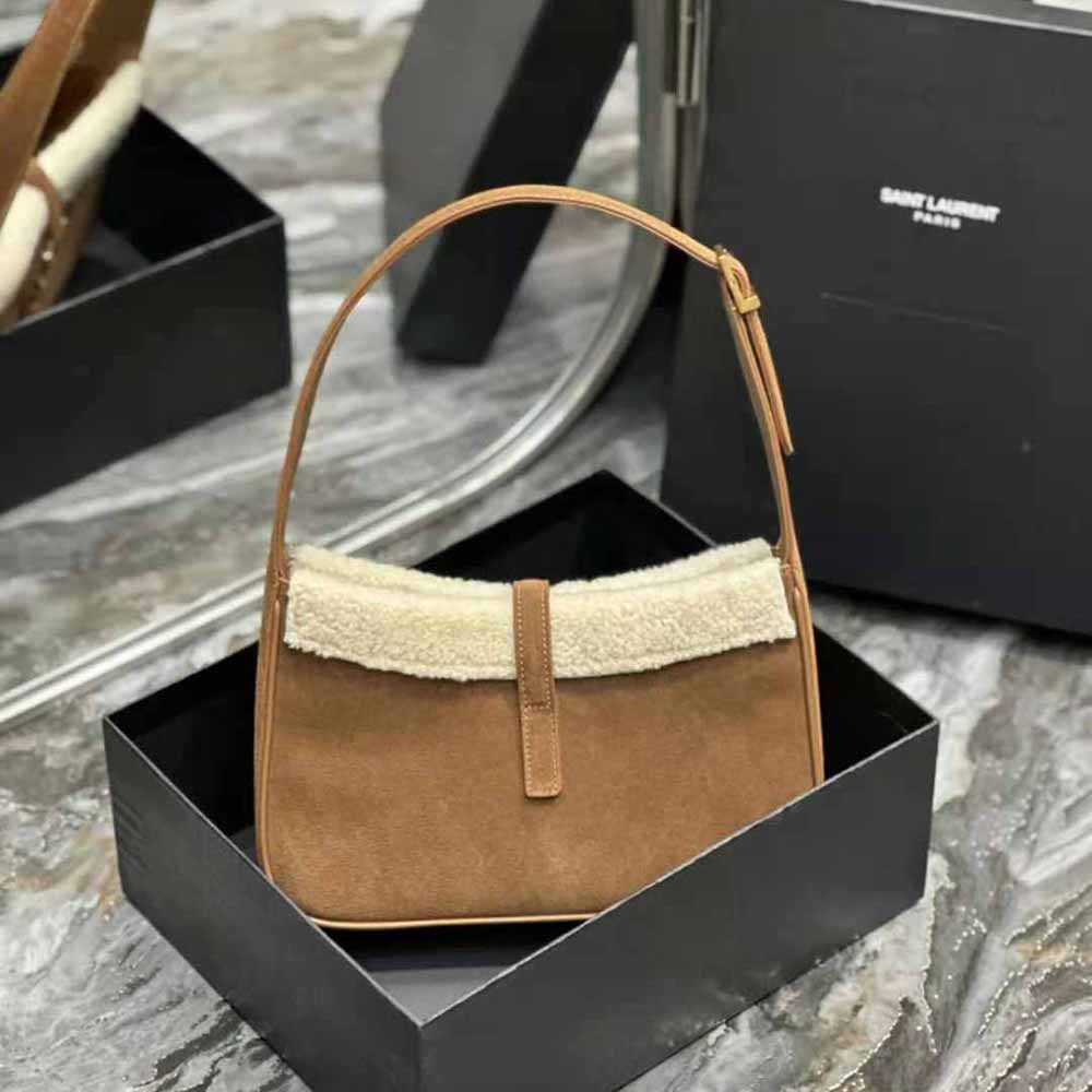Saint Laurent YSL Women Le 5 à 7 Hobo Bag in Suede and Shearling - image 4