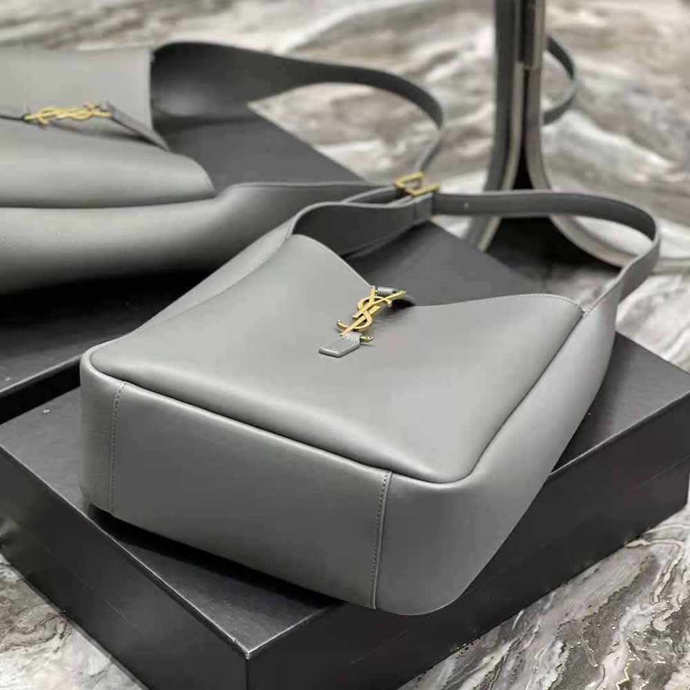 Saint Laurent YSL Women Le 5 à 7 Soft Small Hobo Bag in Smooth Leather-Gray - image 6