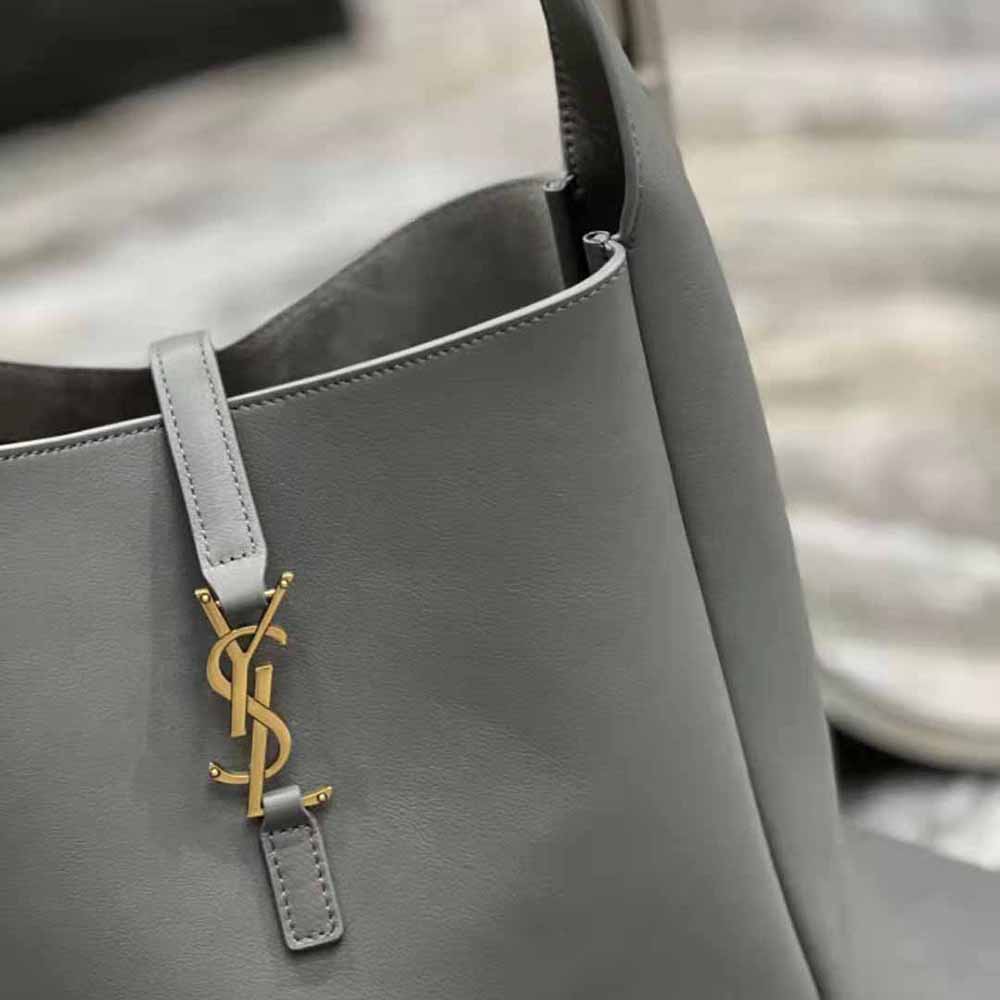 Saint Laurent YSL Women Le 5 à 7 Soft Small Hobo Bag in Smooth Leather-Gray - image 8