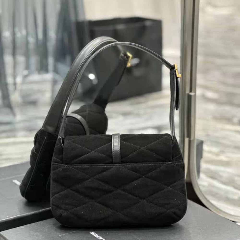 Saint Laurent YSL Women Le 57 Hobo Bag in Quilted Laquered Canvas and Leather - image 5