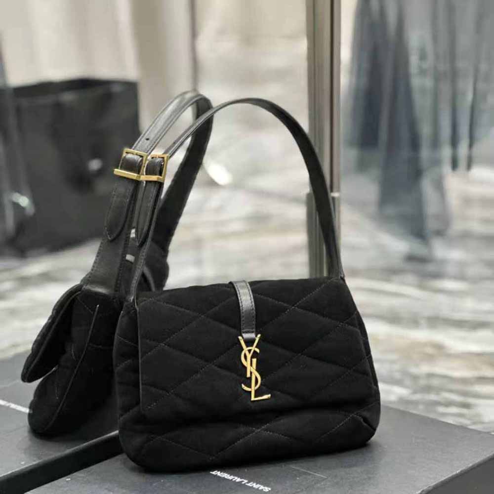 Side profile of Saint Laurent YSL Women Le 57 Hobo Bag with shoulder strap