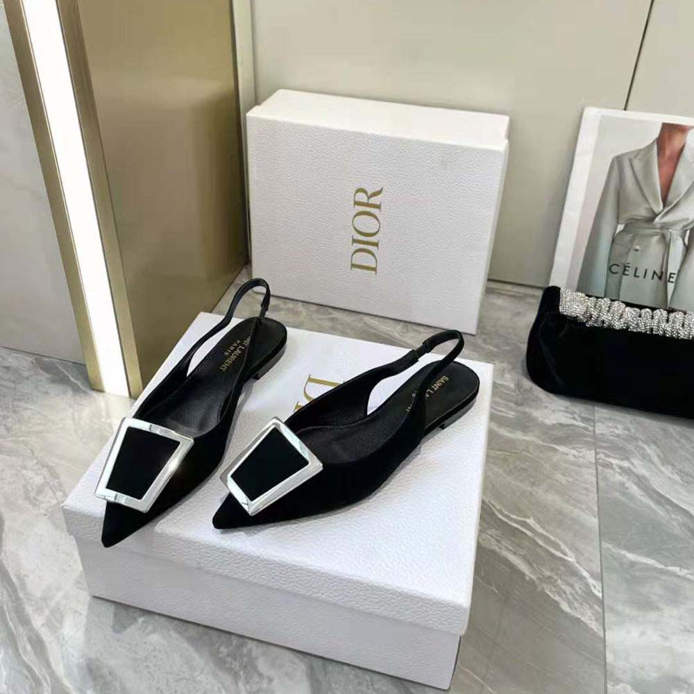 Saint Laurent YSL Women Maxine Slingback Flats in Crepe De Chine - image 4