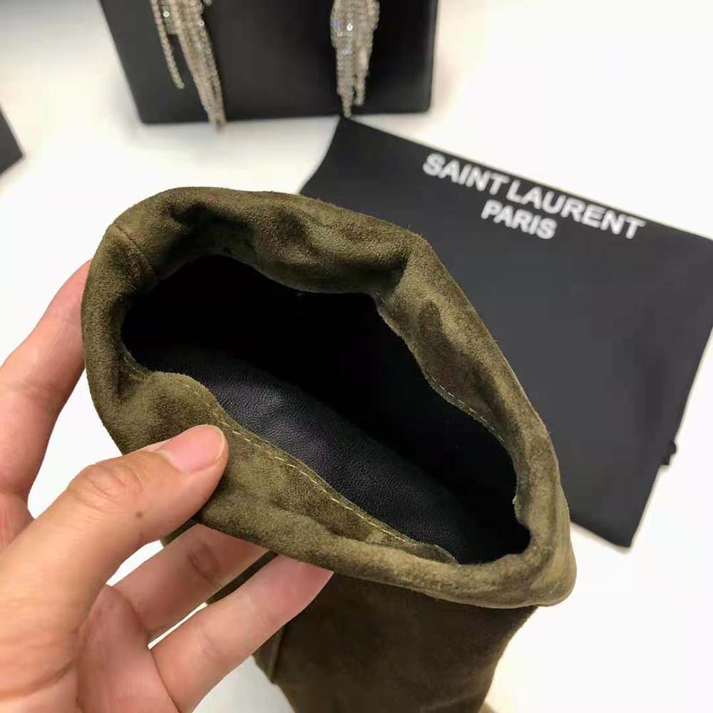 Saint Laurent YSL Women Niki Booties in Suede and Silver-Tone Monogram - image 9