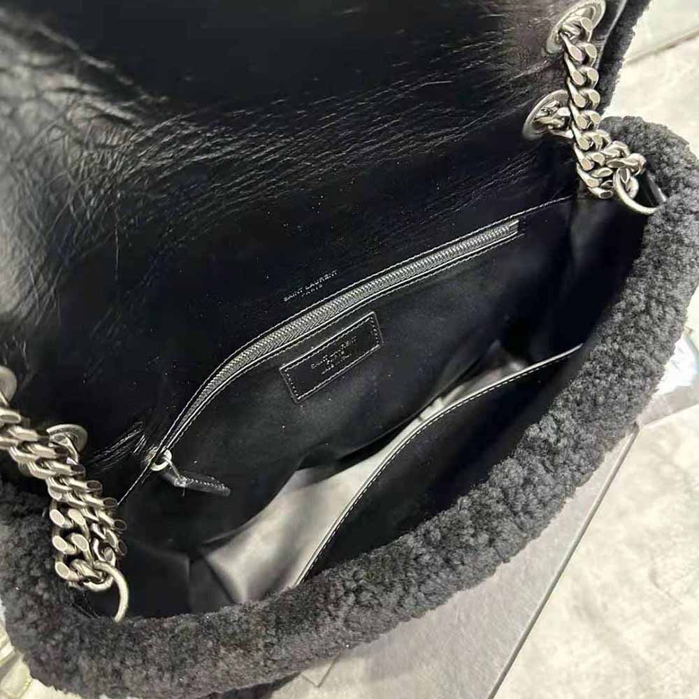Saint Laurent YSL Women Niki Medium Chain Bag in Crinkled Leather and Shearling - image 10