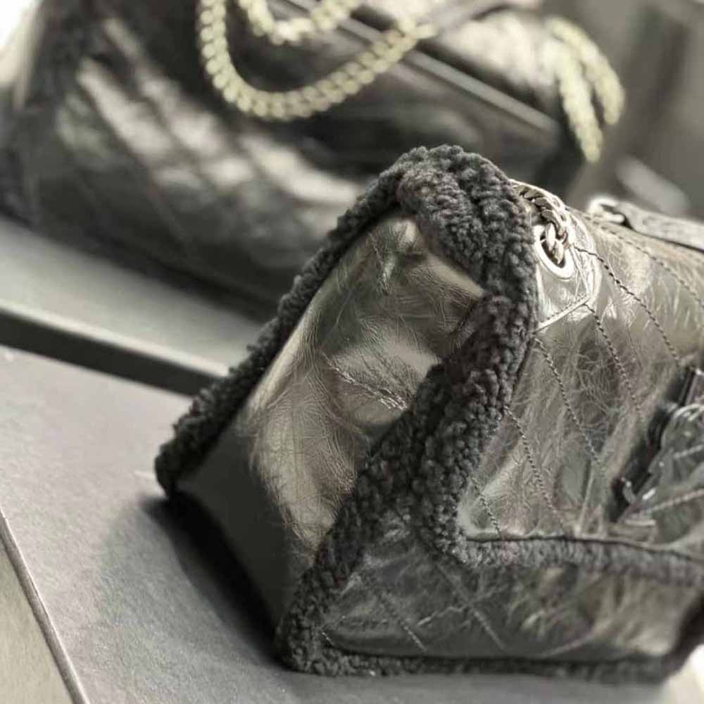 Saint Laurent YSL Women Niki Medium Chain Bag in Crinkled Leather and Shearling - image 7