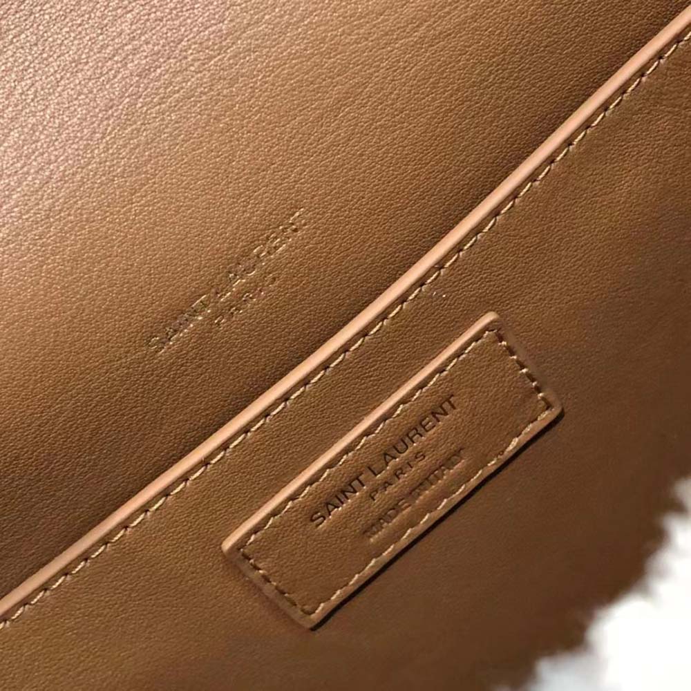 Saint Laurent YSL Women Niki Medium Chain Bag in Crinkled Leather and Shearling-Brown - image 9
