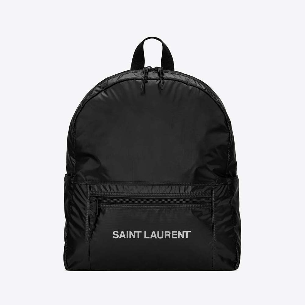 Front view of Saint Laurent YSL Women Nuxx Backpack in Nylon-Black