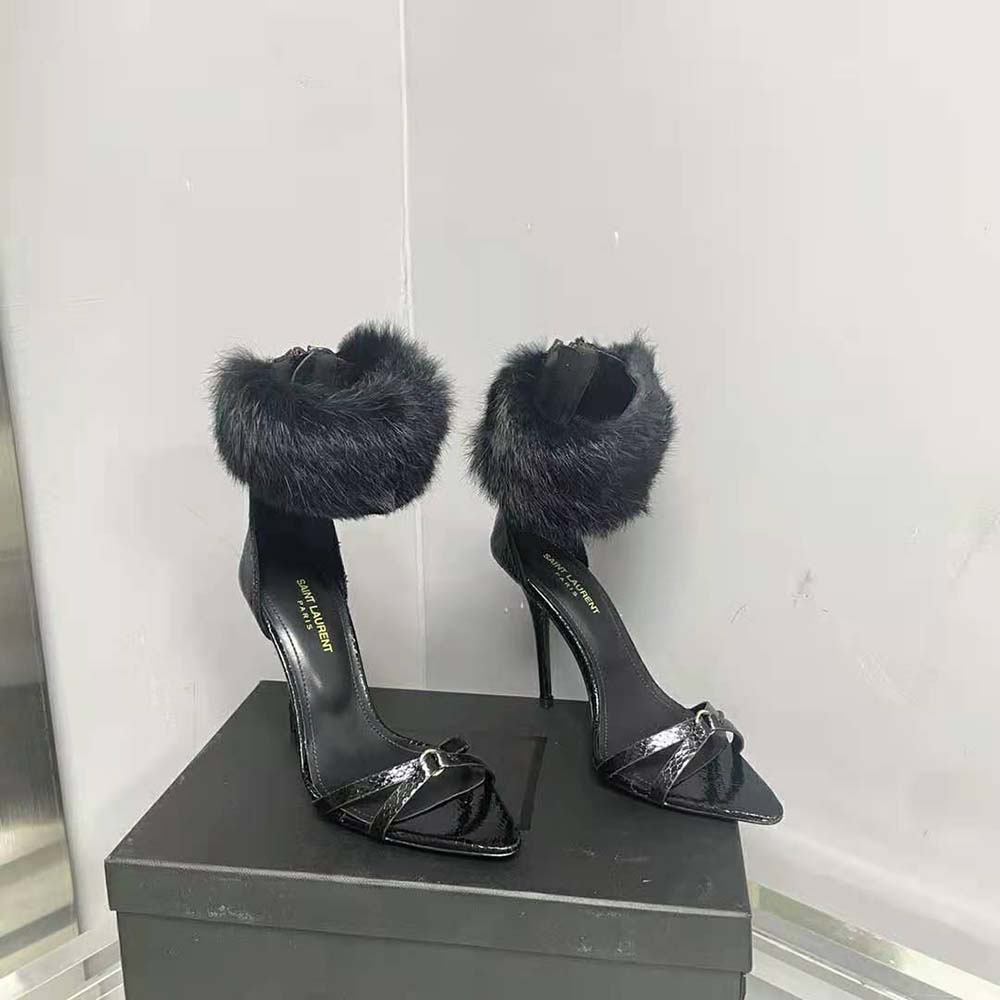 Saint Laurent YSL Women Satine Sandals in Lacquered Ayers-Black - image 5