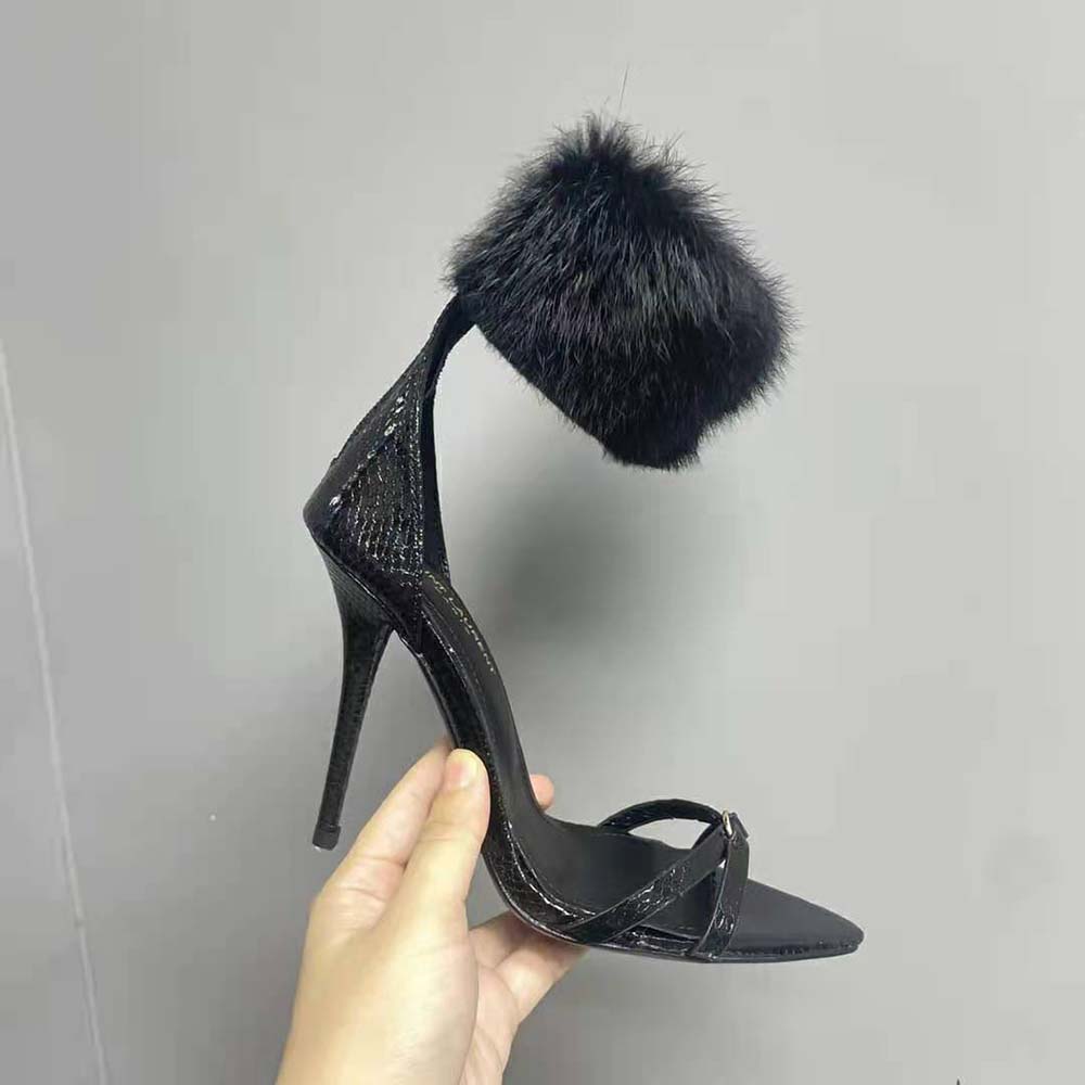 Saint Laurent YSL Women Satine Sandals in Lacquered Ayers-Black - image 7