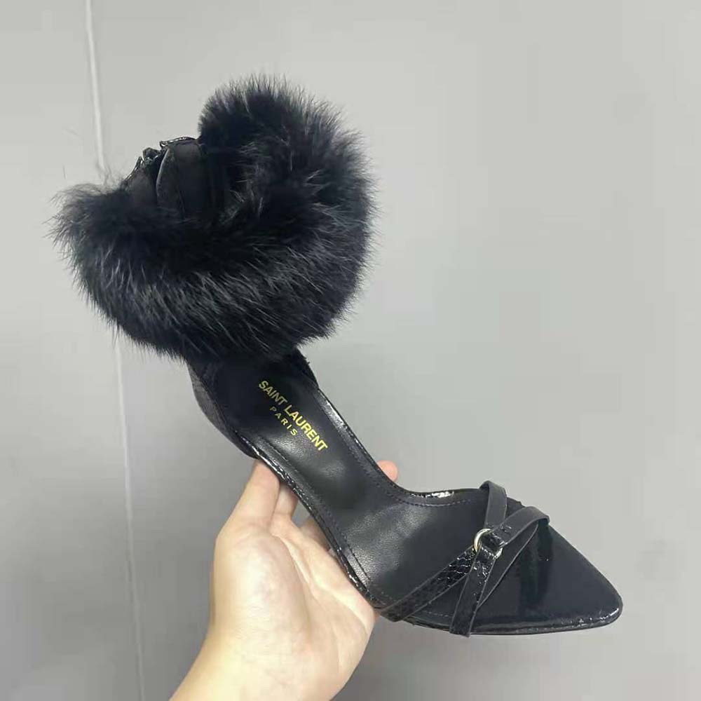 Saint Laurent YSL Women Satine Sandals in Lacquered Ayers-Black - image 8