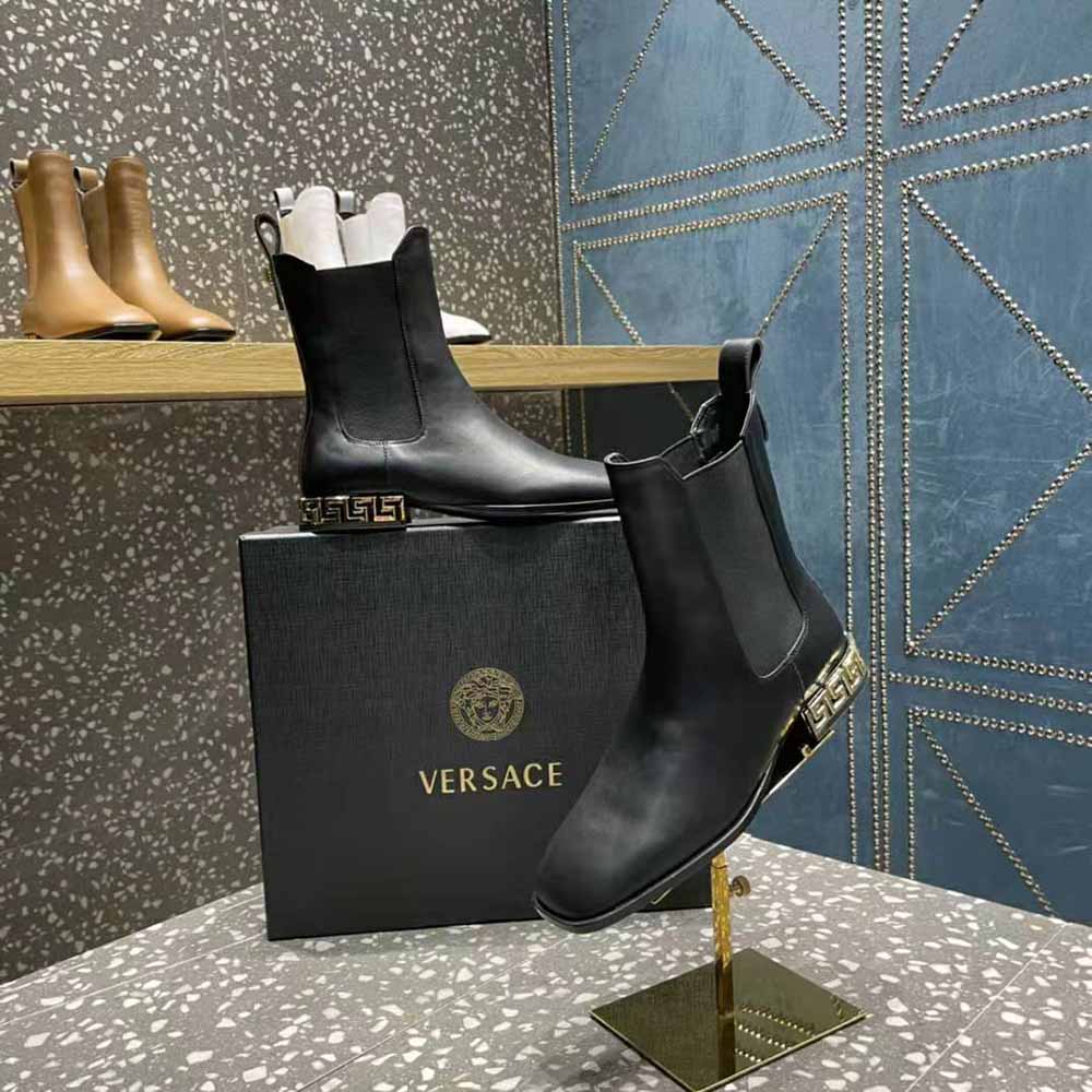 Versace Women Greca Chelsea Boots in Calf leather-Black - image 7