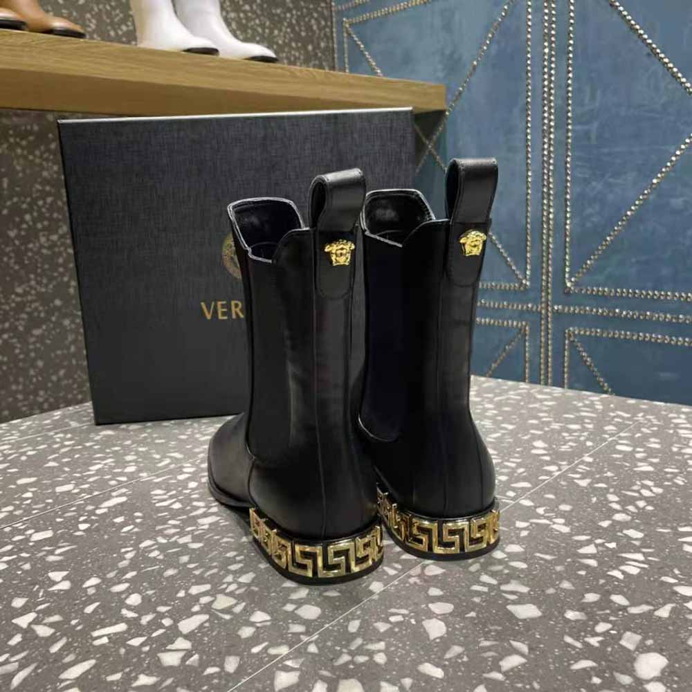 Versace Women Greca Chelsea Boots in Calf leather-Black - image 8