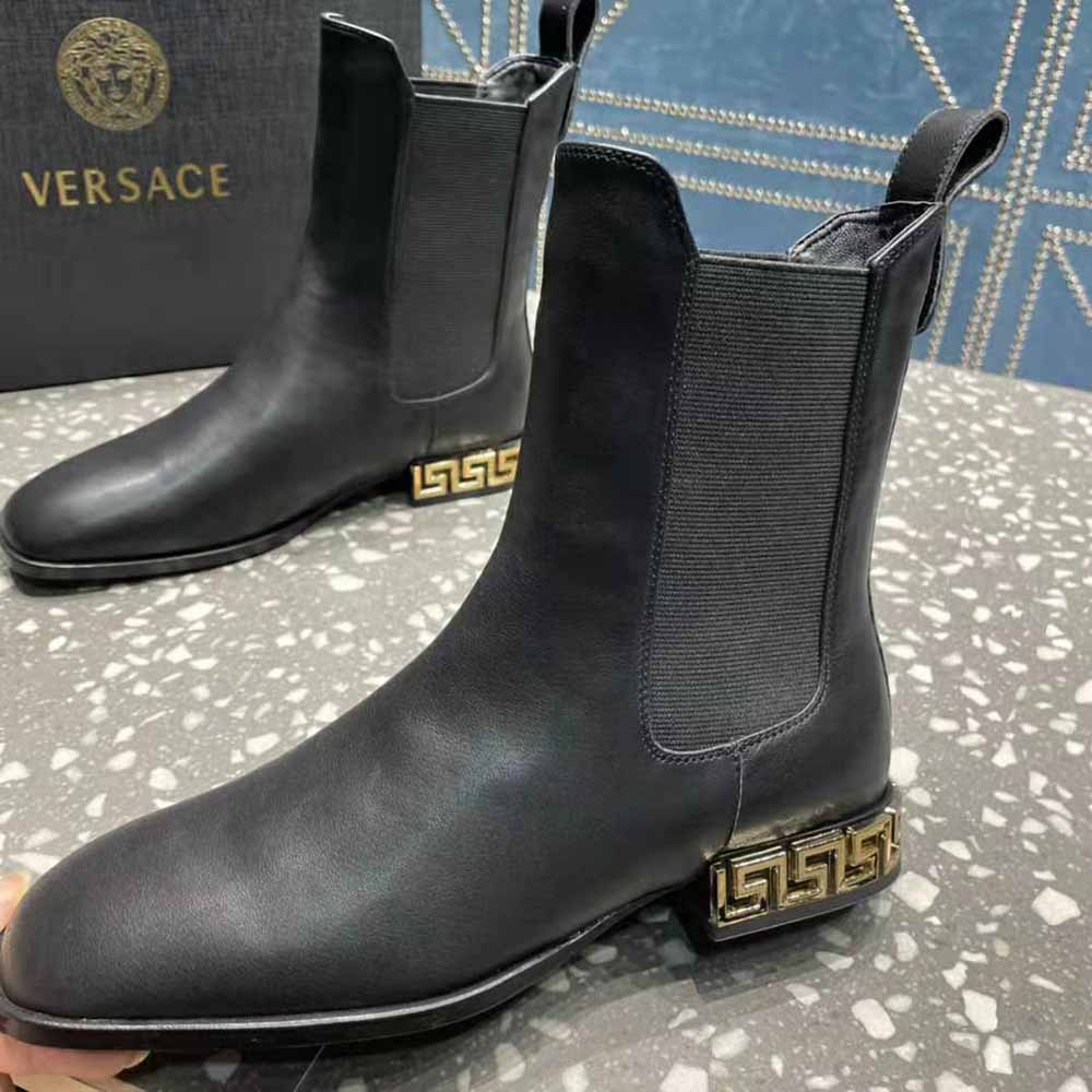 Versace Women Greca Chelsea Boots in Calf leather-Black - image 9