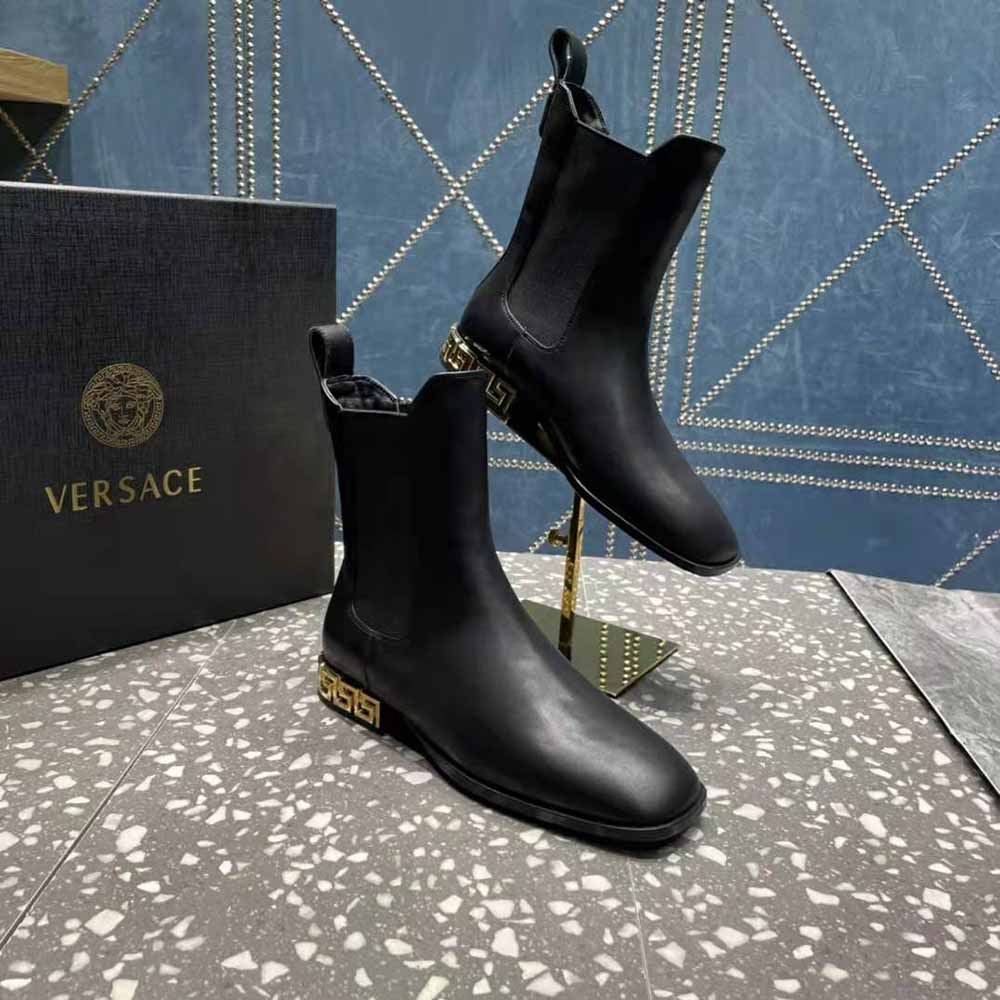 Versace Women Greca Chelsea Boots in Calf leather-Black - image 6