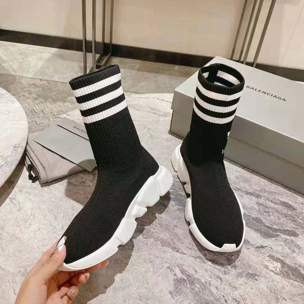 Balenciaga Unisex Adidas Speed Sneaker in Black Knit and White Sole Unit is Done in Collaboration with Adidas - image 4