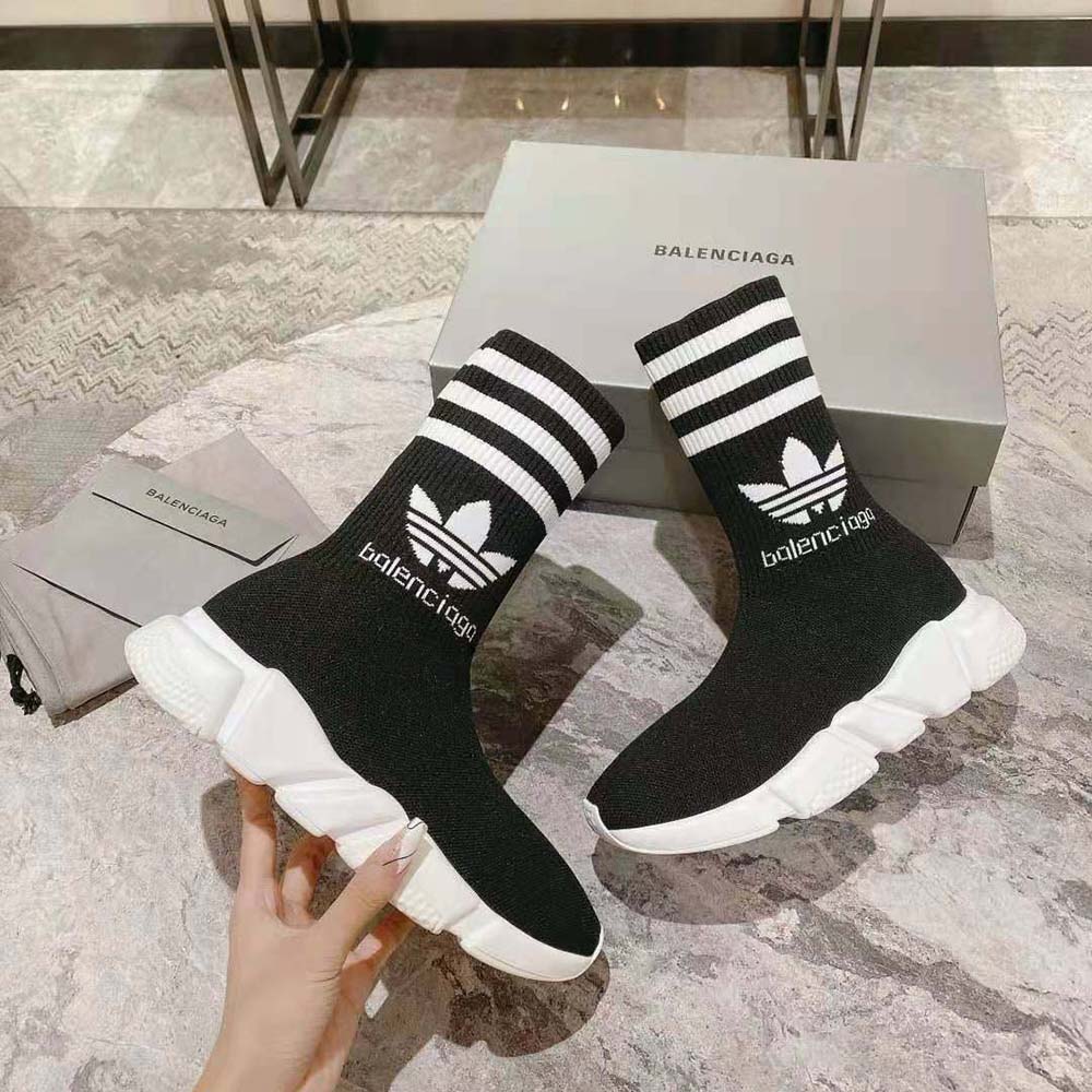 Balenciaga Unisex Adidas Speed Sneaker in Black Knit and White Sole Unit is Done in Collaboration with Adidas - image 5