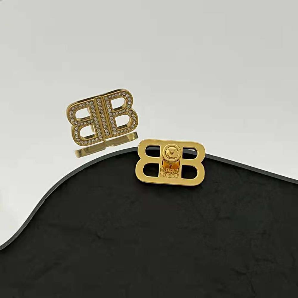 Close-up detail of rhinestones on Balenciaga Women BB 2.0 XS Earrings