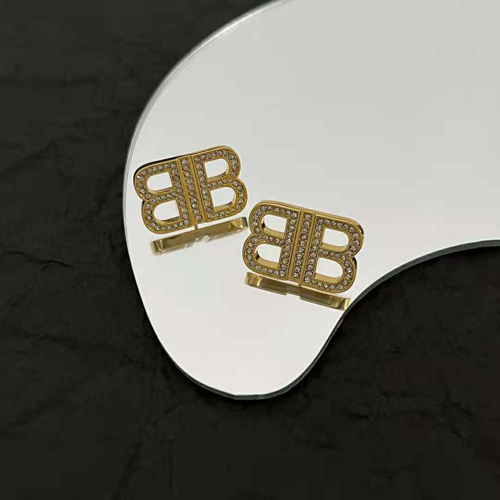 Side angle showing post closure of Balenciaga Women BB 2.0 XS Earrings