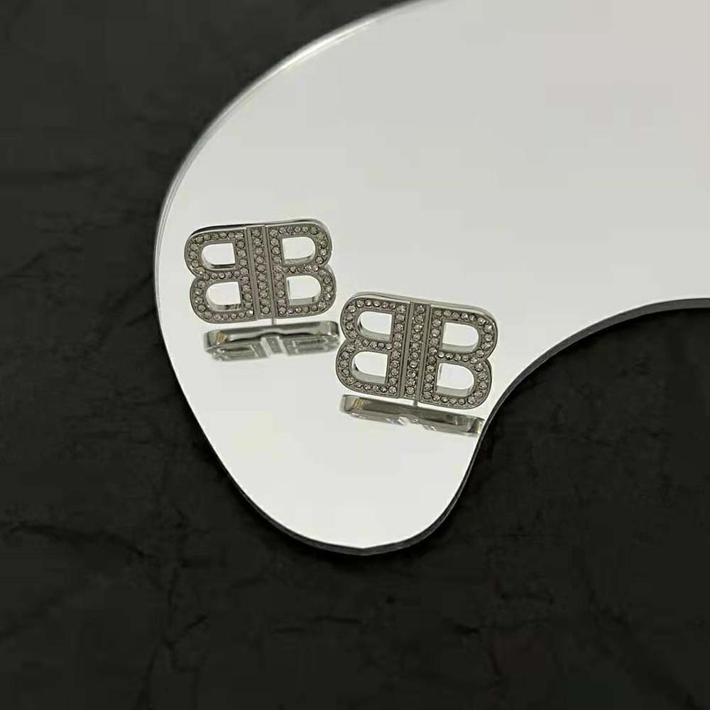 Side view of Balenciaga Women BB 2.0 XS Earrings with BB logo