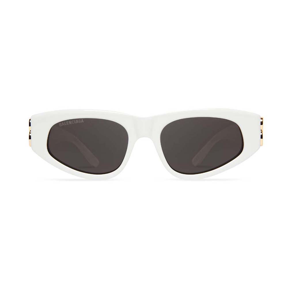 Front view of Balenciaga Women Dynasty D-Frame Sunglasses white frame