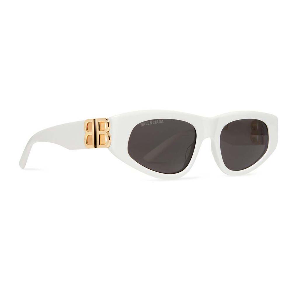 Side profile showing grey lenses and white acetate frame detail