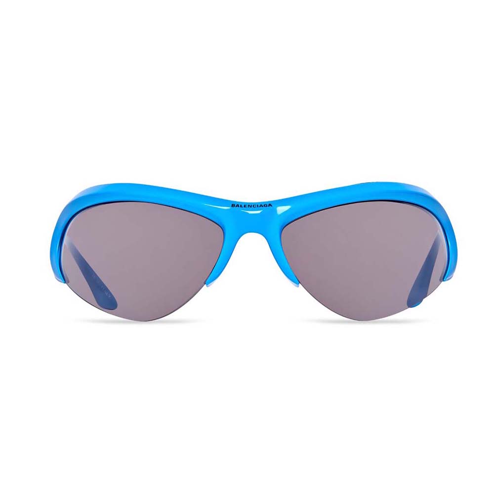 Front view of Balenciaga Women Wire Cat Sunglasses in Turquoise-Blue