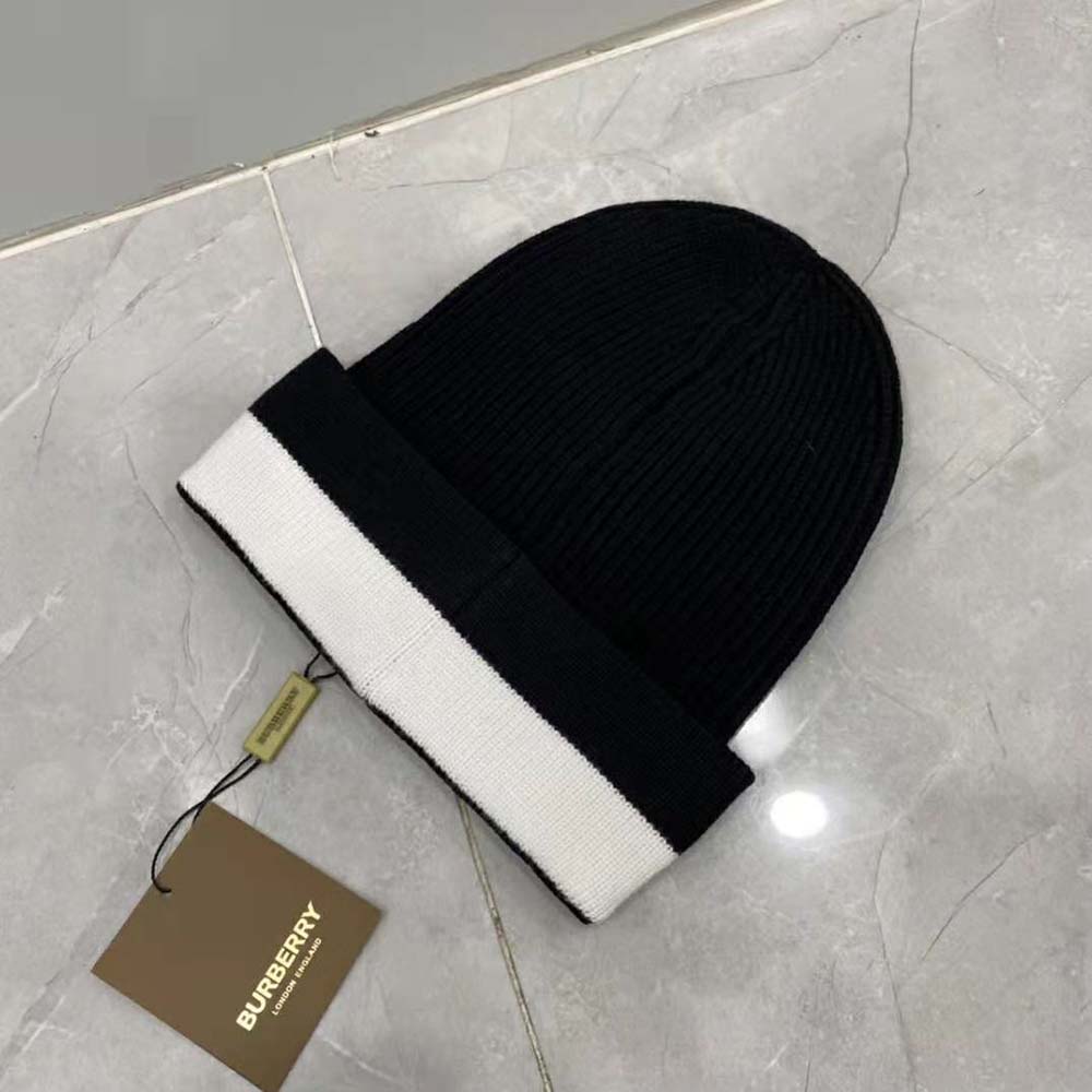 Burberry Unisex Logo Intarsia Cashmere Beanie-Black - image 5