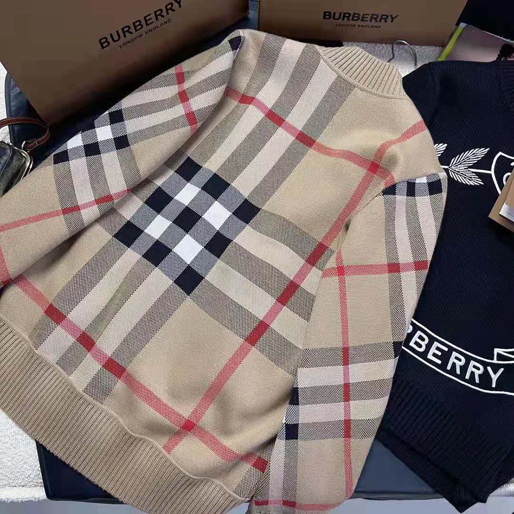 Burberry Women Check Technical Wool Jacquard Cardigan - image 5