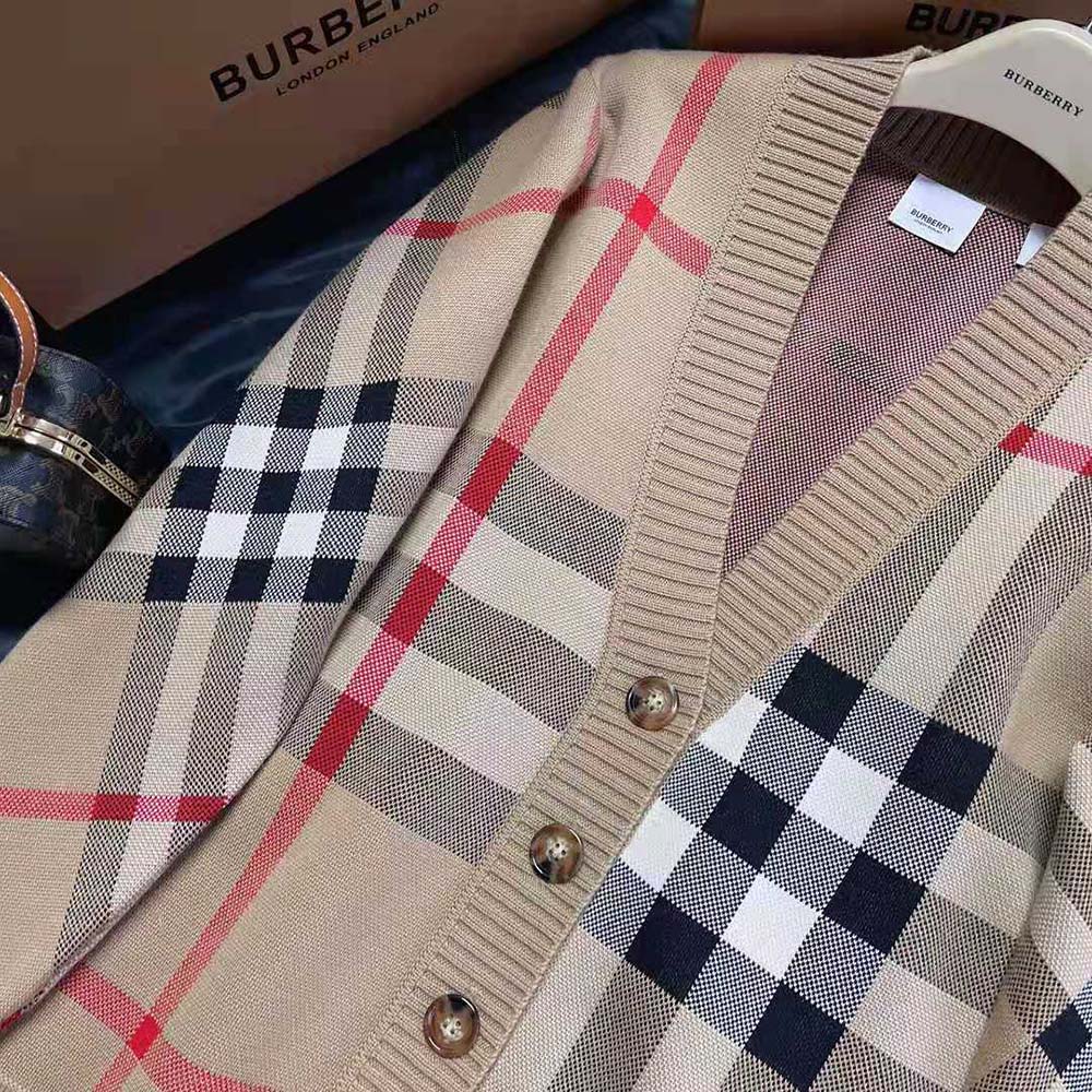 Burberry Women Check Technical Wool Jacquard Cardigan - image 6