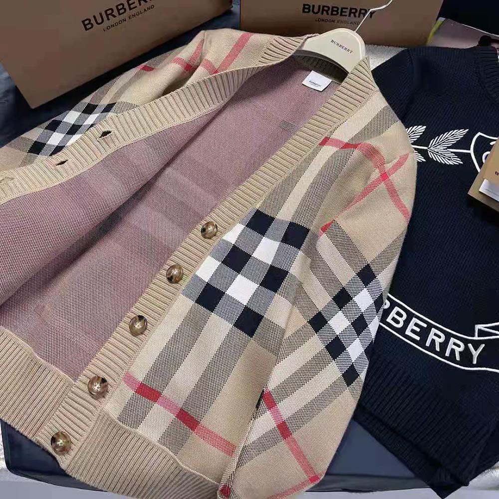 Burberry Women Check Technical Wool Jacquard Cardigan - image 4