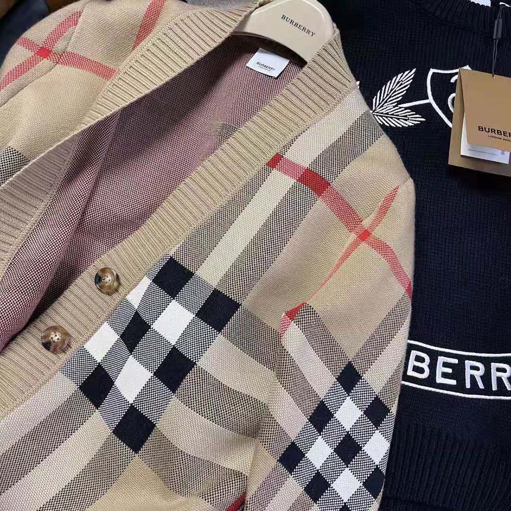 Burberry Women Check Technical Wool Jacquard Cardigan - image 9