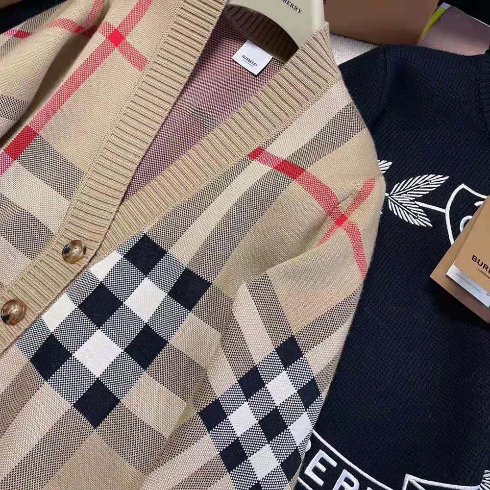 Burberry Women Check Technical Wool Jacquard Cardigan - image 7