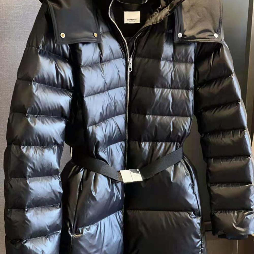 Burberry Women Contrast Hood Nylon Belted Puffer Jacket - image 4
