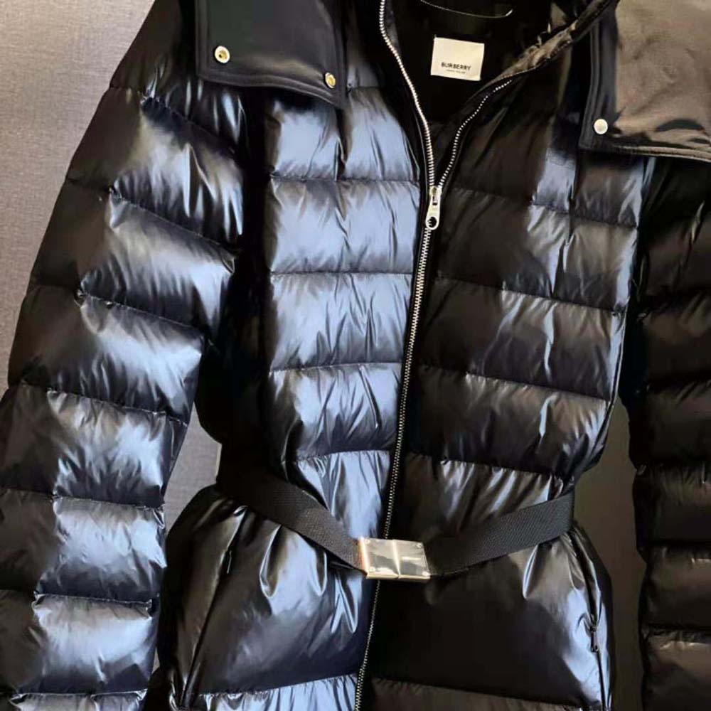 Burberry Women Contrast Hood Nylon Belted Puffer Jacket - image 8