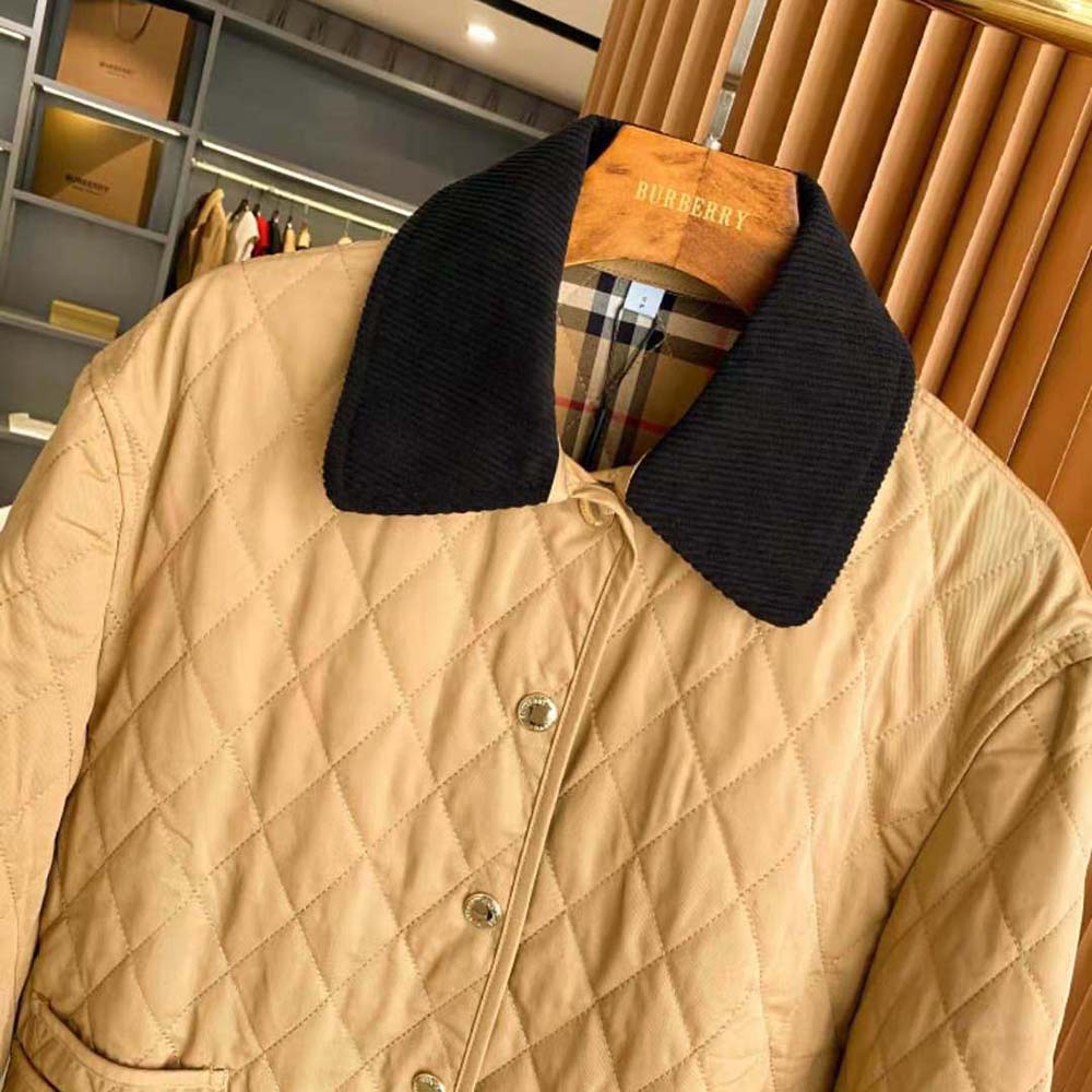 Burberry Women Corduroy Collar Diamond Quilted Jacket - image 6
