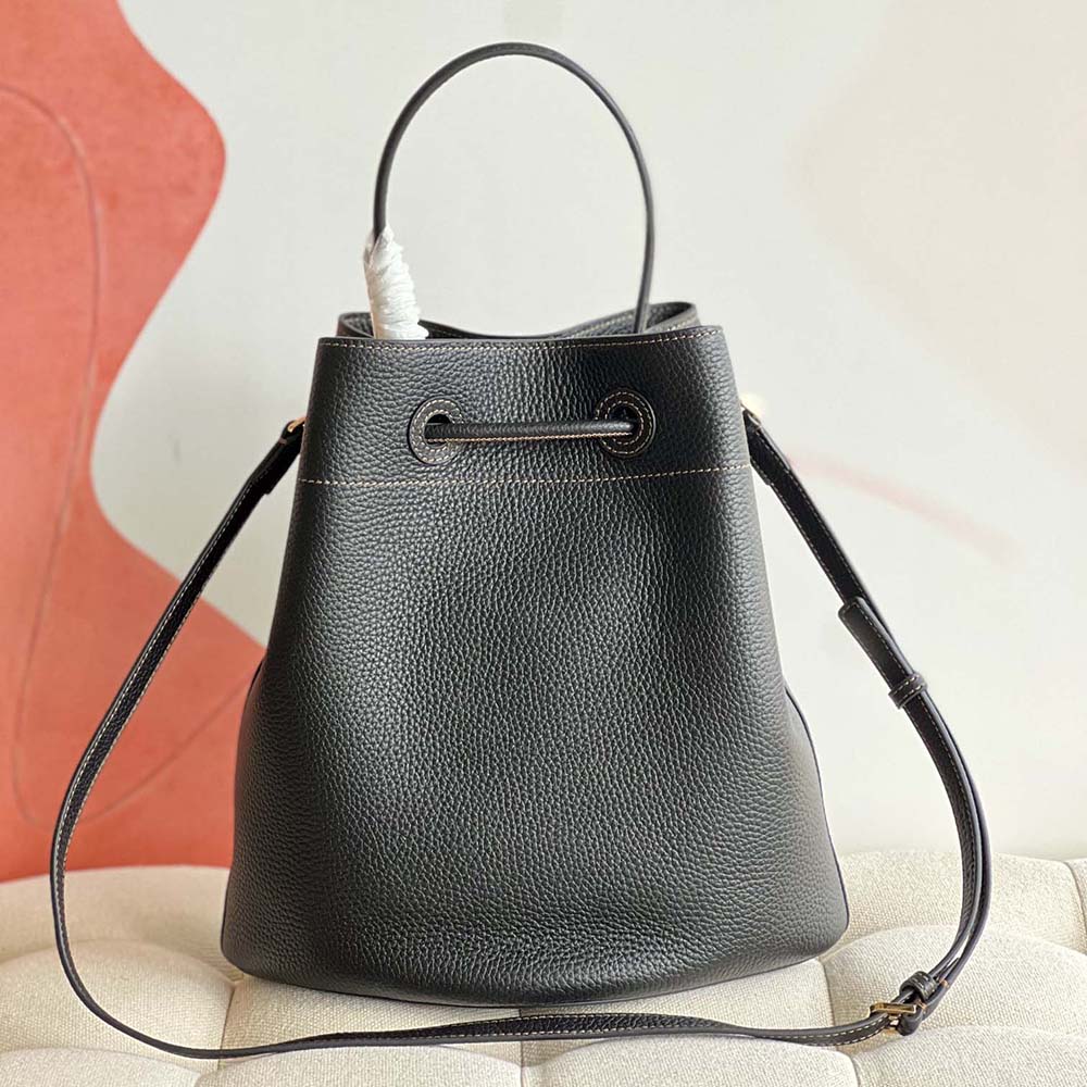 Burberry Women Grainy Leather Small TB Bucket Bag-Black - image 4
