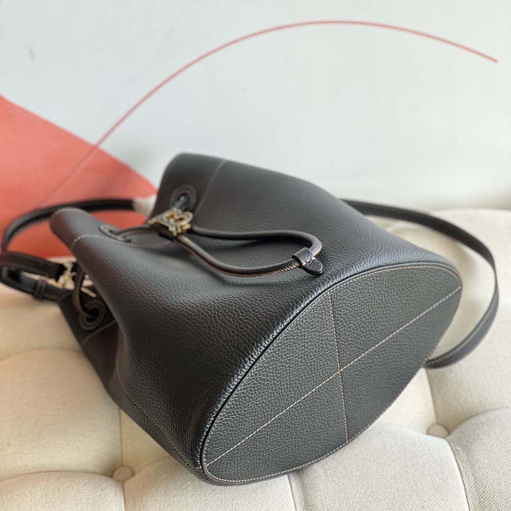 Burberry Women Grainy Leather Small TB Bucket Bag-Black - image 5