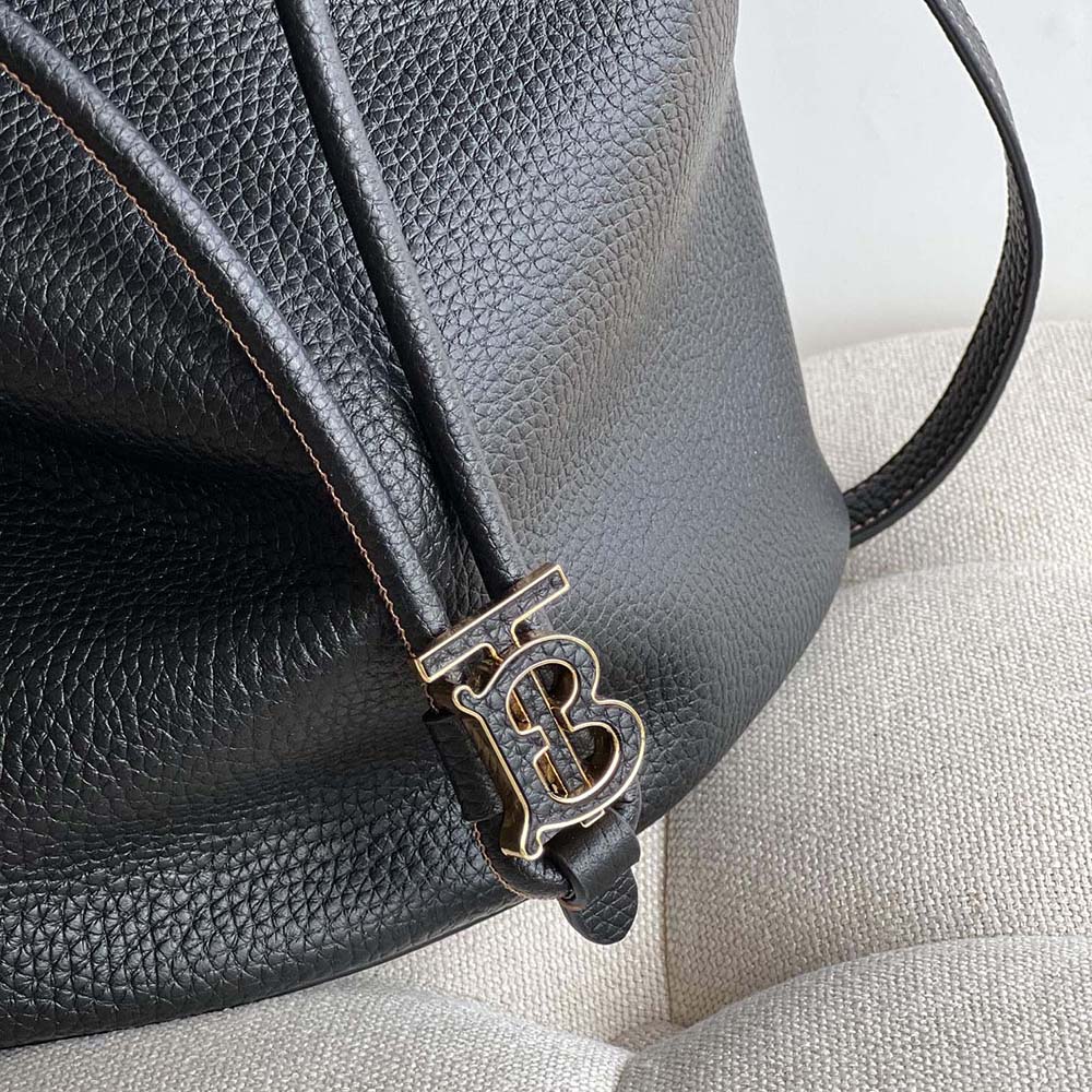 Burberry Women Grainy Leather Small TB Bucket Bag-Black - image 9