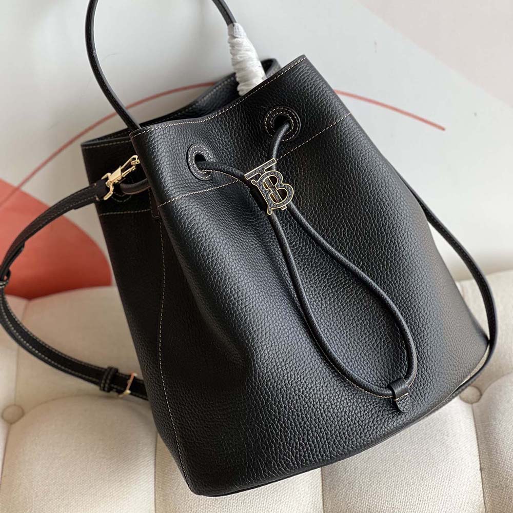 Burberry Women Grainy Leather Small TB Bucket Bag-Black - image 6