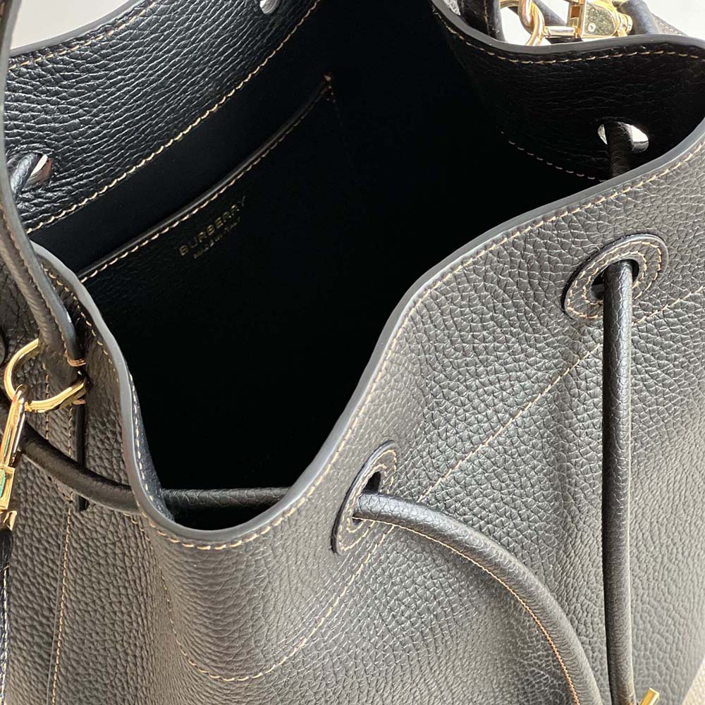 Burberry Women Grainy Leather Small TB Bucket Bag-Black - image 7