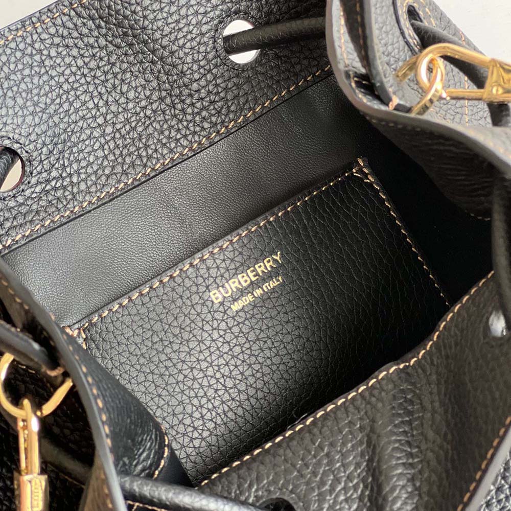 Burberry Women Grainy Leather Small TB Bucket Bag-Black - image 8