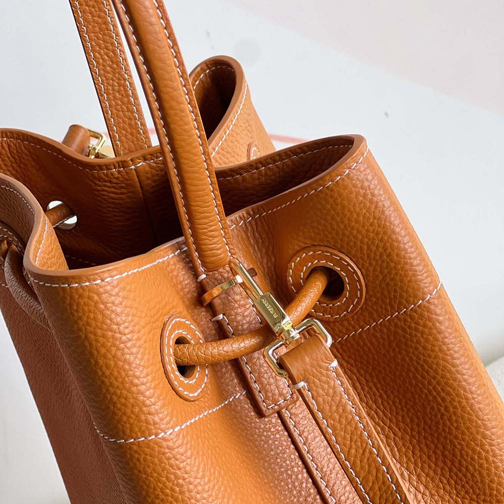 Burberry Women Grainy Leather Small TB Bucket Bag-Brown - image 8