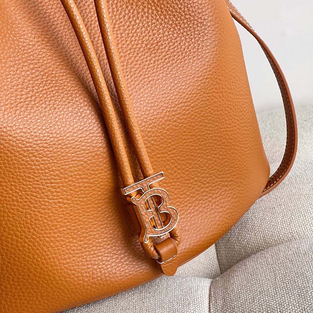 Burberry Women Grainy Leather Small TB Bucket Bag-Brown - image 10