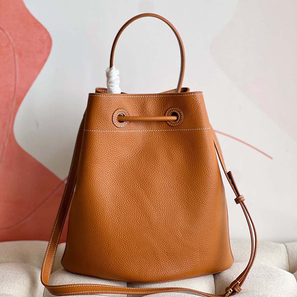 Burberry Women Grainy Leather Small TB Bucket Bag-Brown - image 5