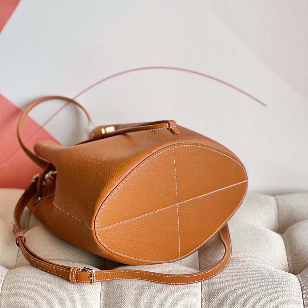 Burberry Women Grainy Leather Small TB Bucket Bag-Brown - image 6