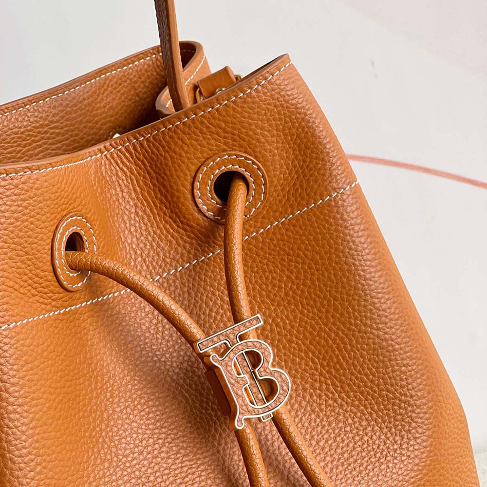 Burberry Women Grainy Leather Small TB Bucket Bag-Brown - image 9