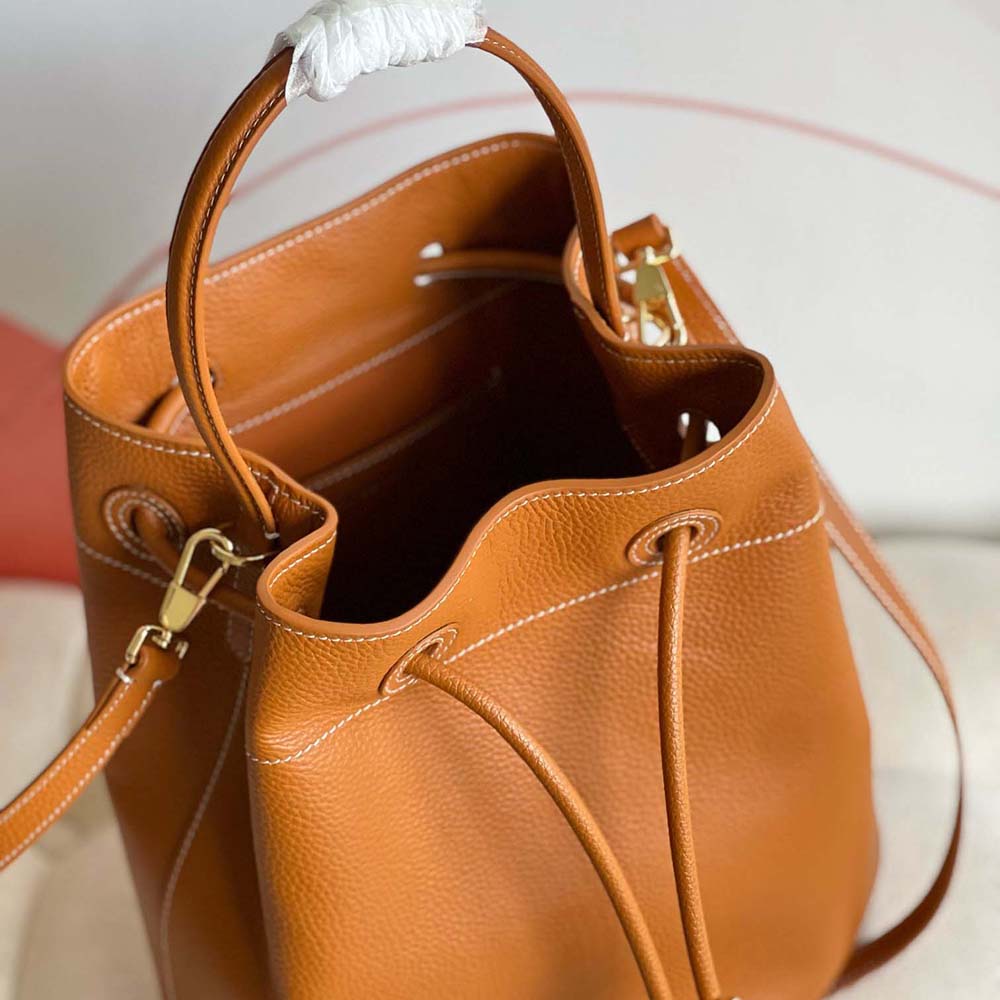 Burberry Women Grainy Leather Small TB Bucket Bag-Brown - image 7