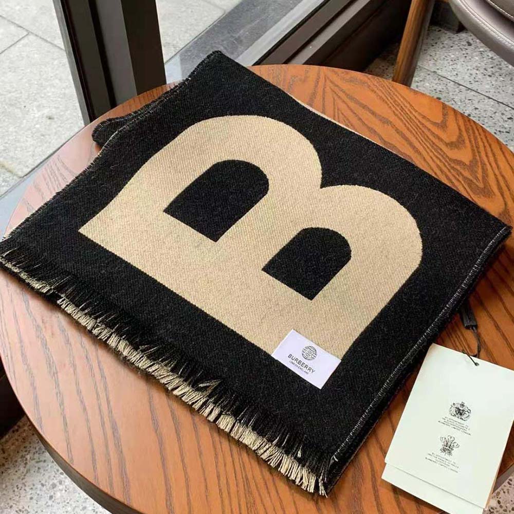 Burberry Women Logo Wool Jacquard Scarf-Brown - image 4